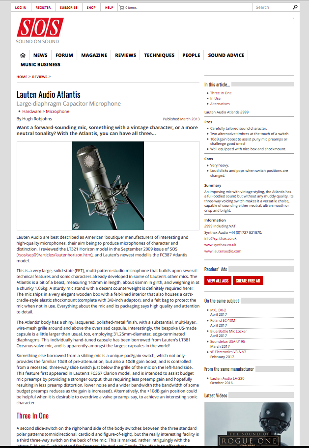 Lauten Audio Atlantis FC-387 - Sound On Sound Review